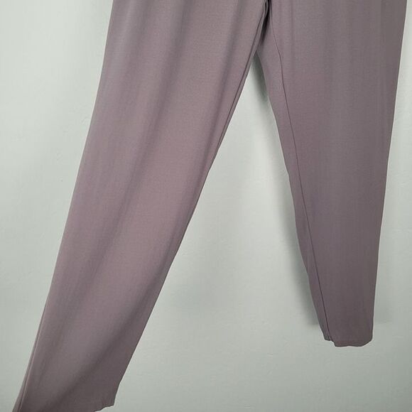 Eileen Fisher Size M Silk Georgette Crepe Pants Pull On Straight Leg Purple - Picture 6 of 12